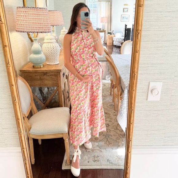 chinese dress ladies Lilienne Cotton Poplin Maxi Dress Red Stripe main image 1